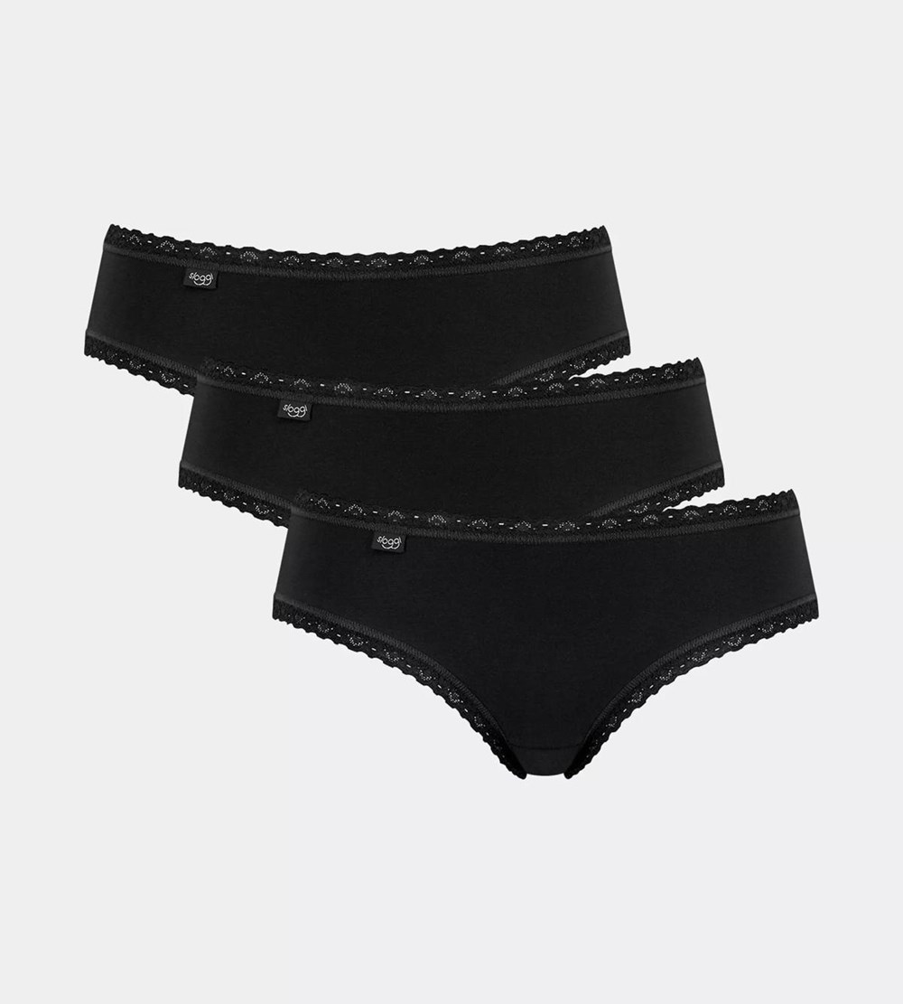 Sloggi 24/7 Cotton Lace Hipster Black | 60917-RGDP