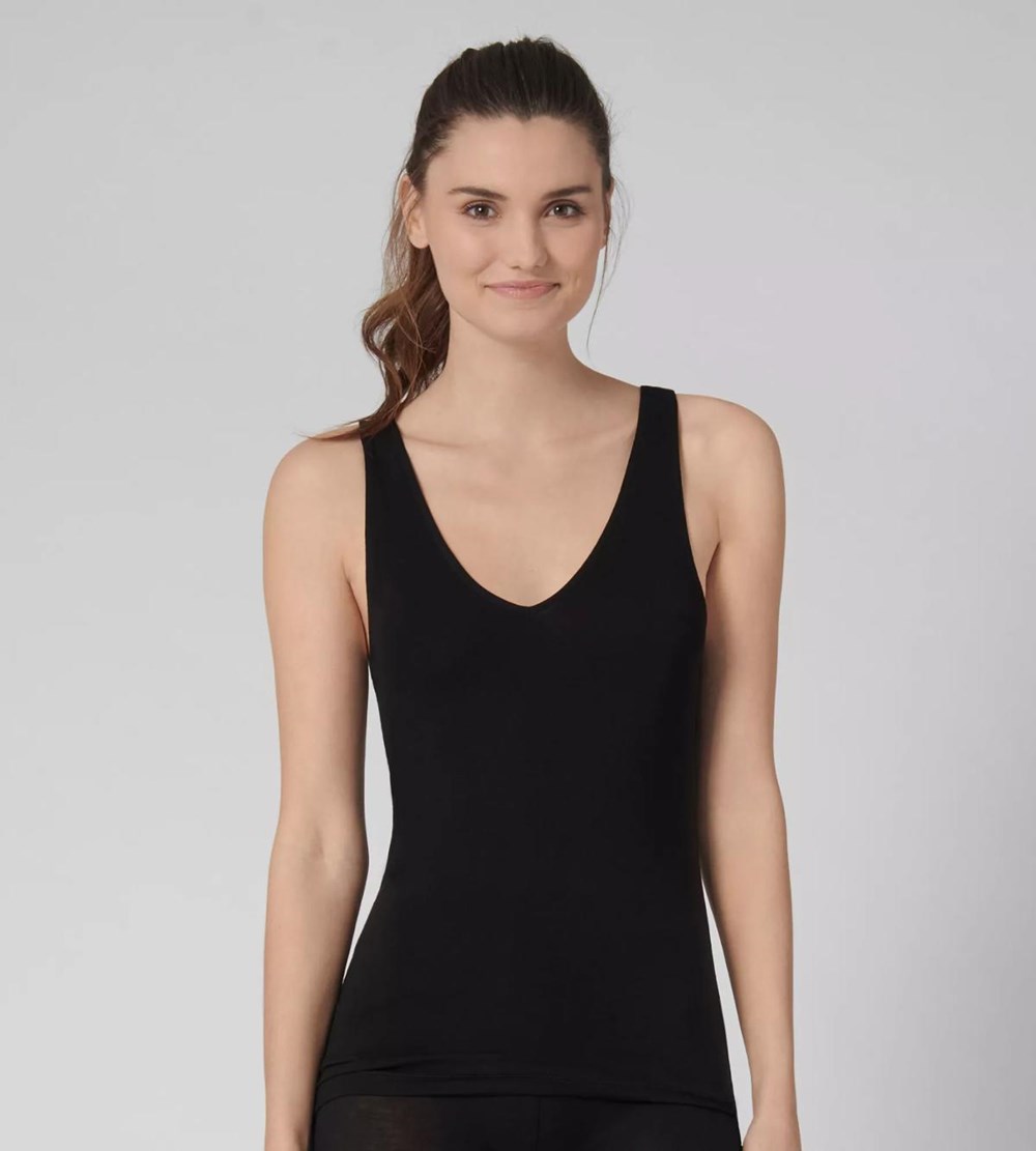 Sloggi Ever Cosy Muscular Tank Top Black | 09657-CAEK