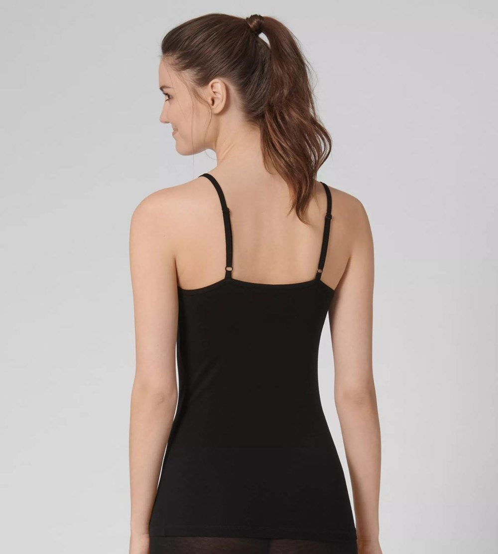 Sloggi Ever Cosy Top With Spaghetti Straps Black | 48529-IHJK