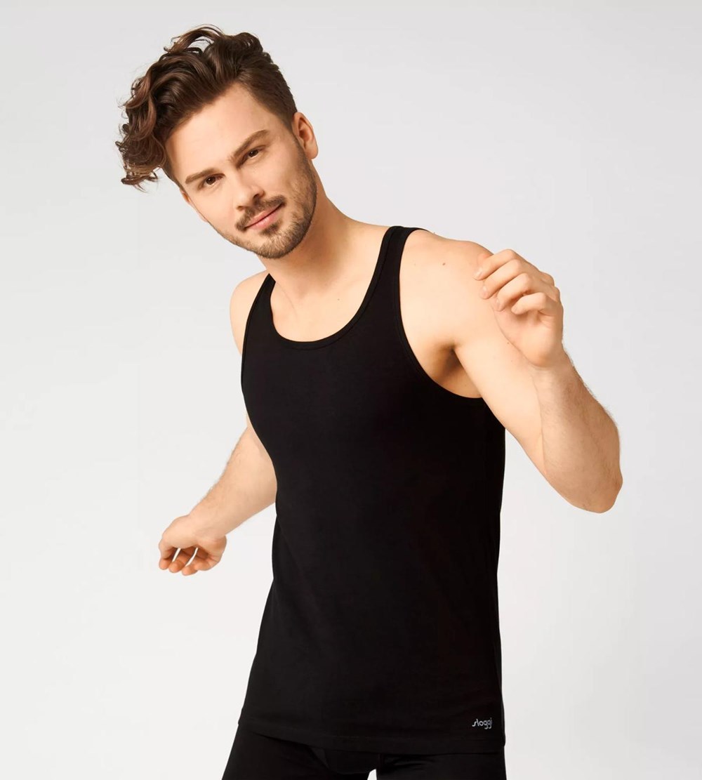 Sloggi Go Abc Vest Tank Top Black | 90531-FCXJ