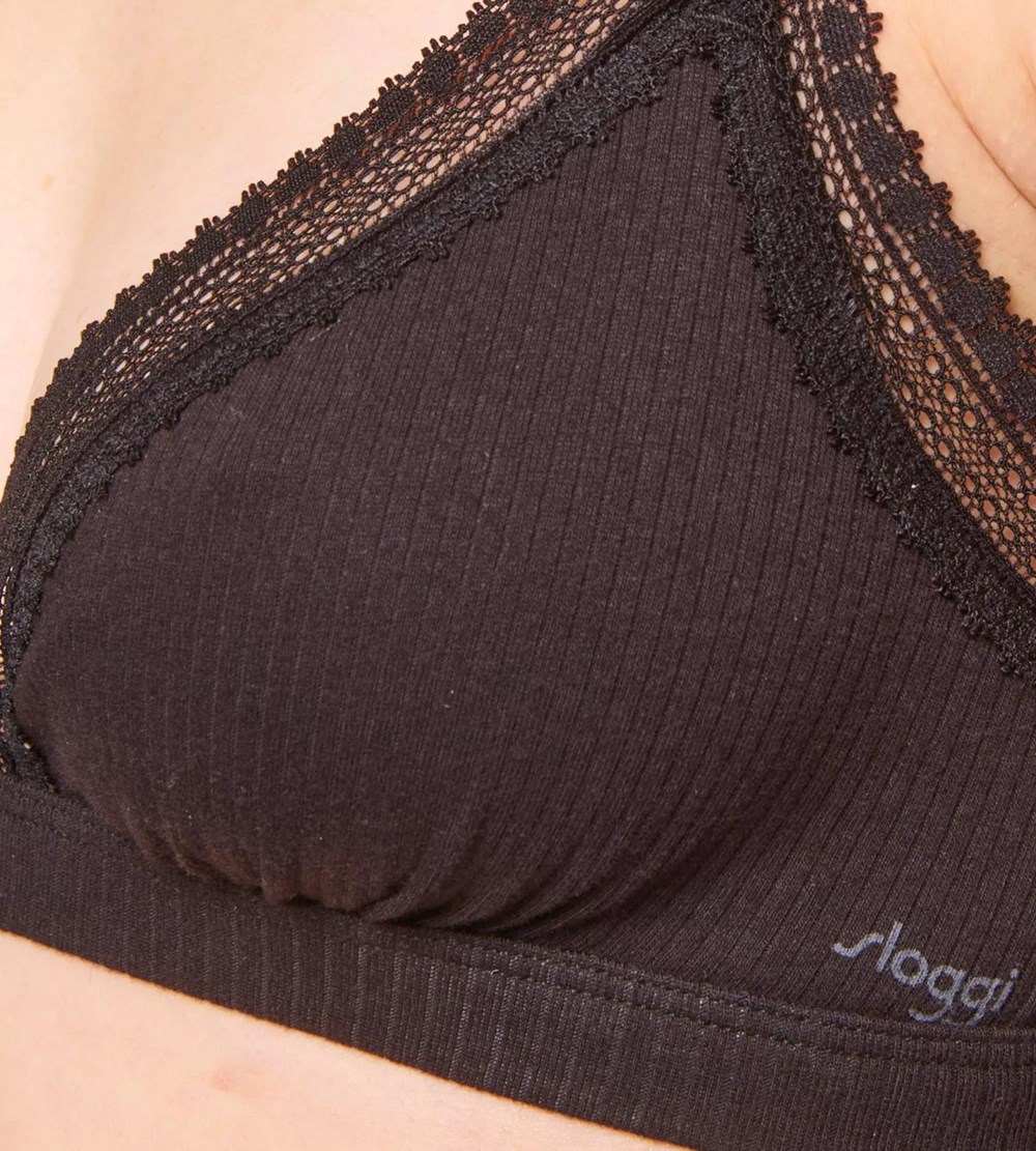 Sloggi Go Ribbed Bralette Black | 63580-UBLP