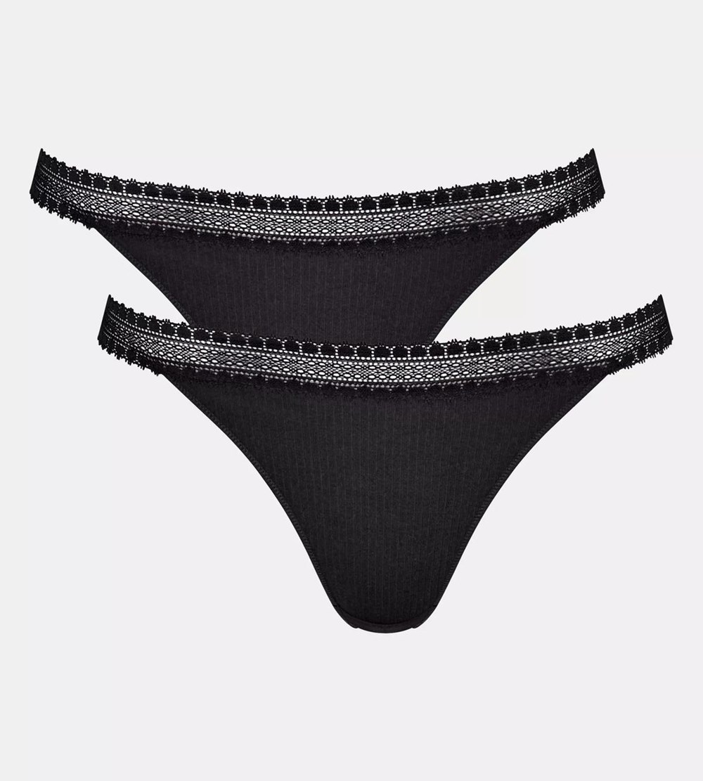 Sloggi Go Ribbed Brazilian Brief Black | 54601-LTGD