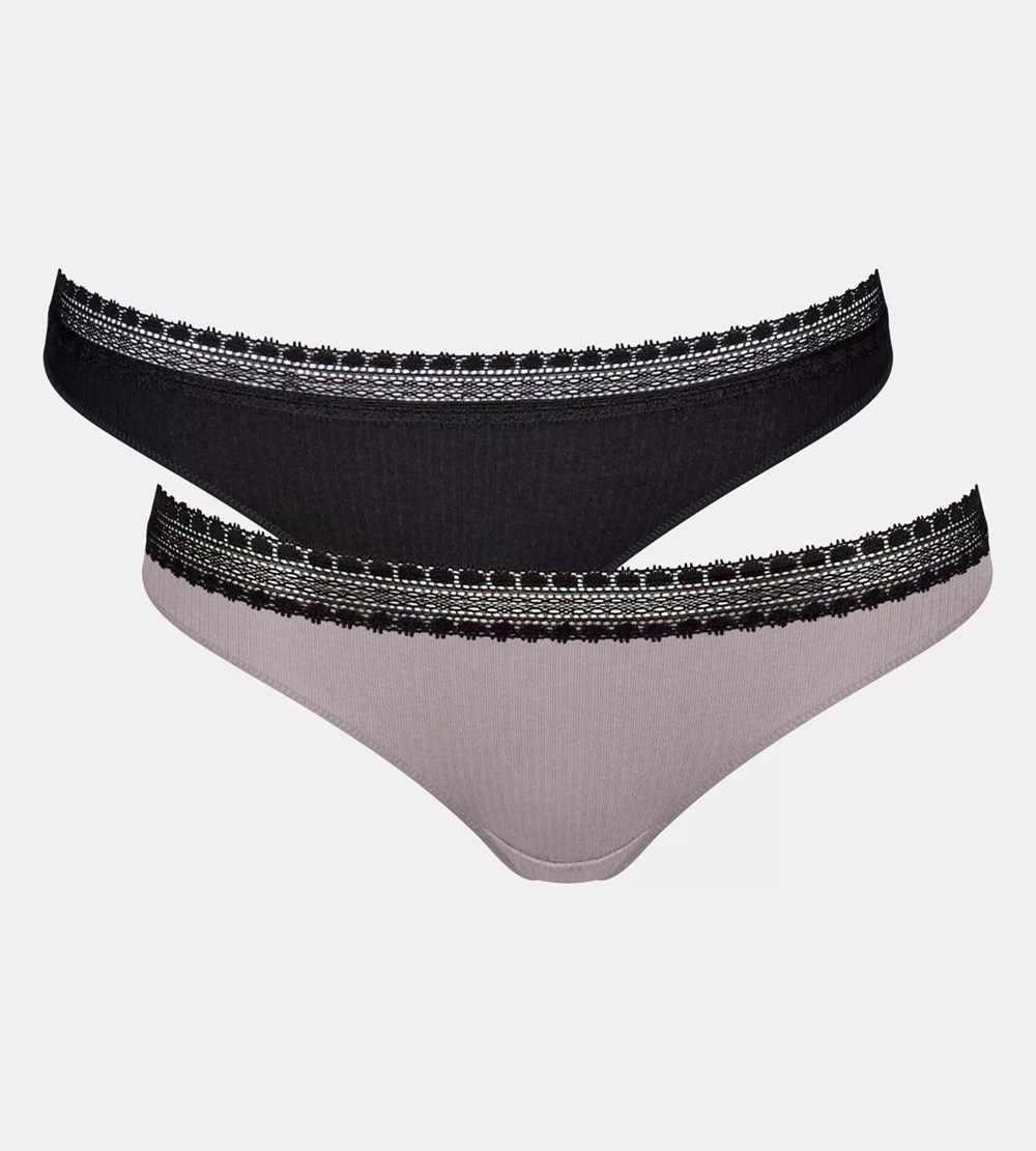 Sloggi Go Ribbed Brazilian Brief Black Combination | 70314-GLWM