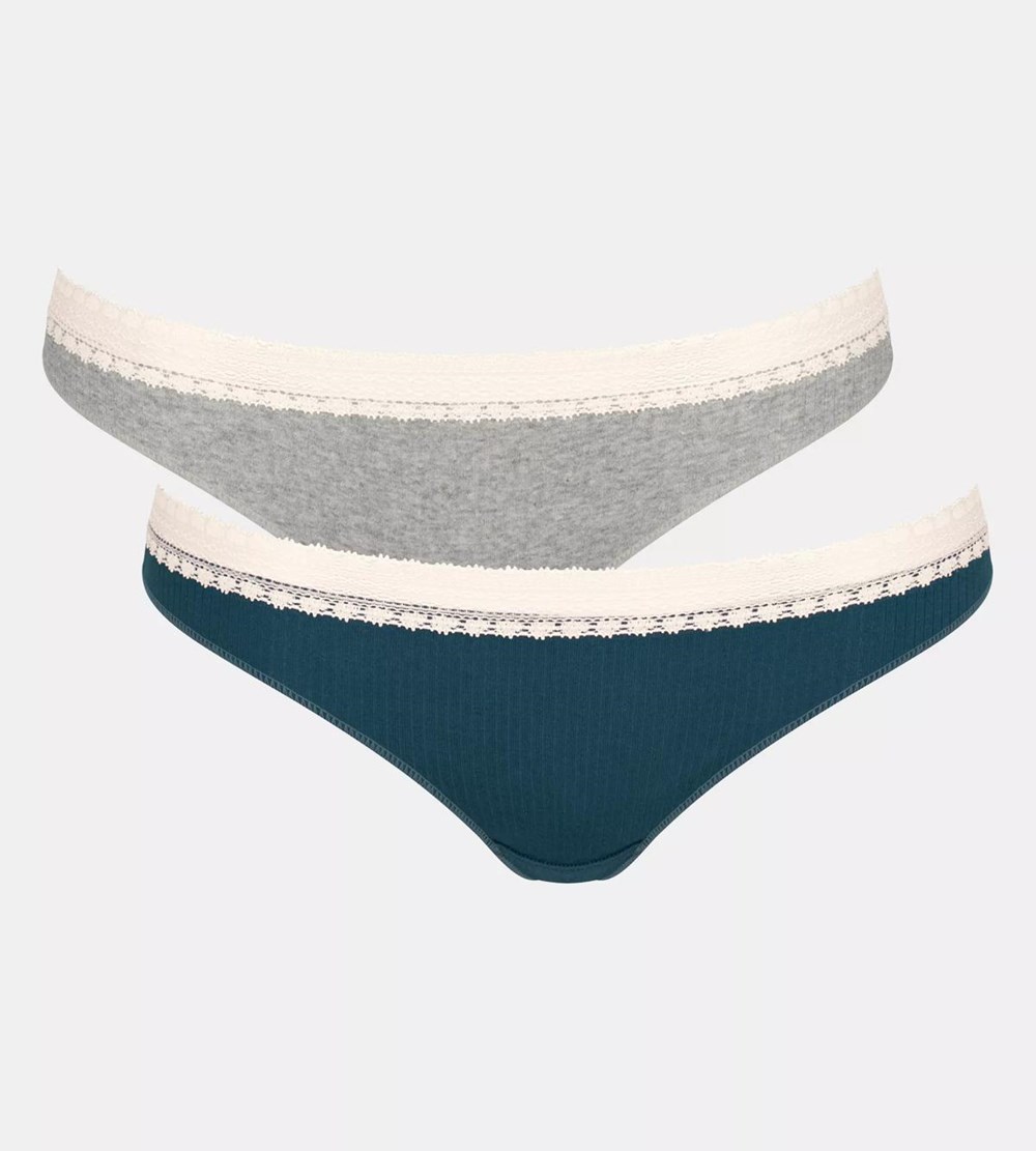 Sloggi Go Ribbed Brazilian Brief Blue - Light Combination | 59380-FBTZ