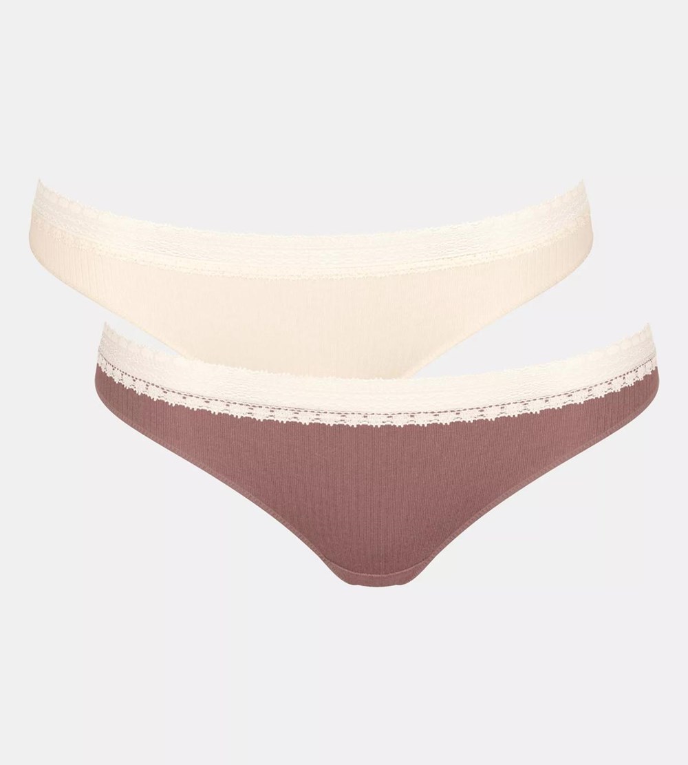 Sloggi Go Ribbed Brazilian Brief Brown - Light Combination | 20587-YWIG