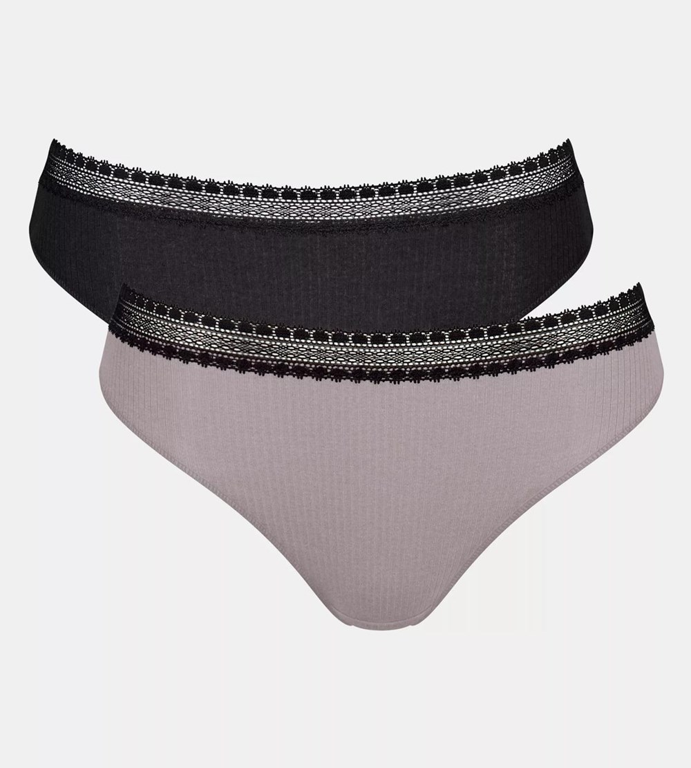 Sloggi Go Ribbed Tai Brief Black Combination | 28361-VDEU