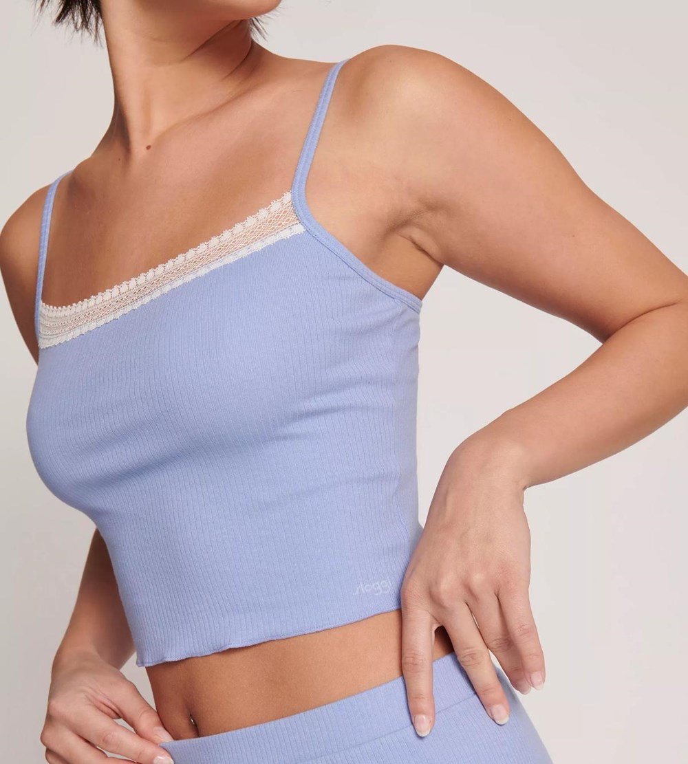 Sloggi Go Ribbed Top With Spaghetti Straps Riviera | 80731-ZULF