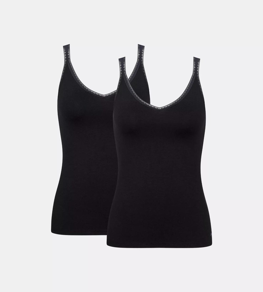 Sloggi Go Top With Spaghetti Straps Black | 21085-JMEB