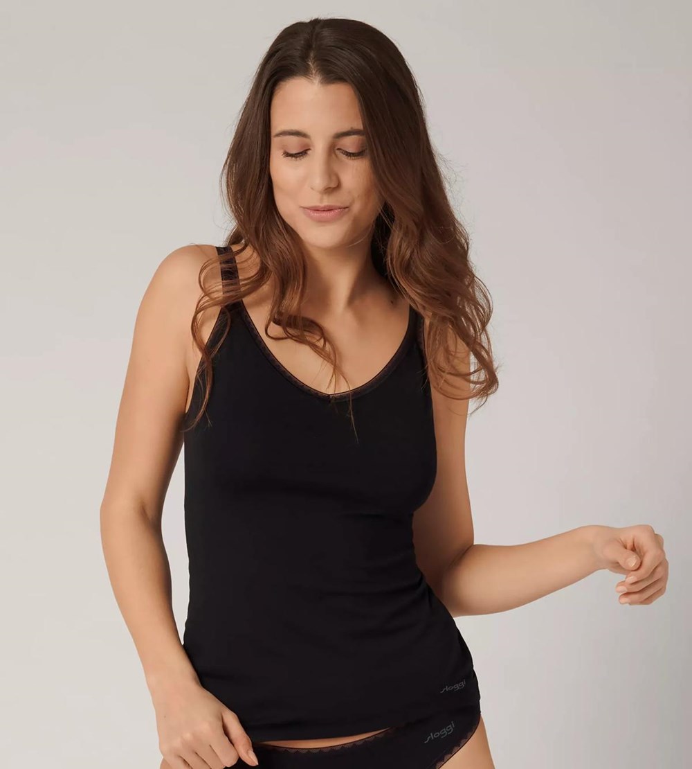 Sloggi Go Top With Spaghetti Straps Black | 21085-JMEB