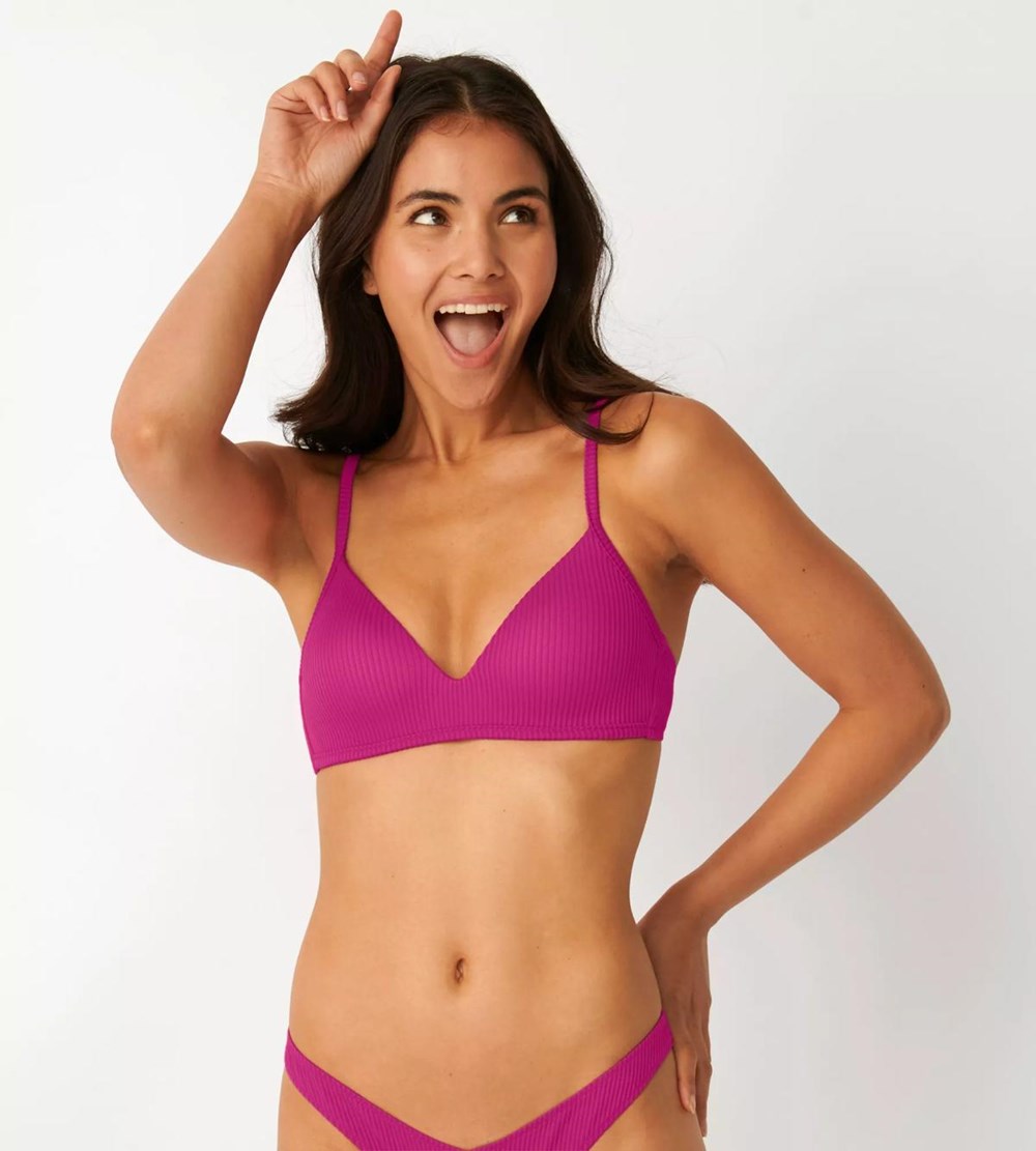 Sloggi Shore Dottyback Bikini Top Padded Fuchsia flower | 09342-TEZR