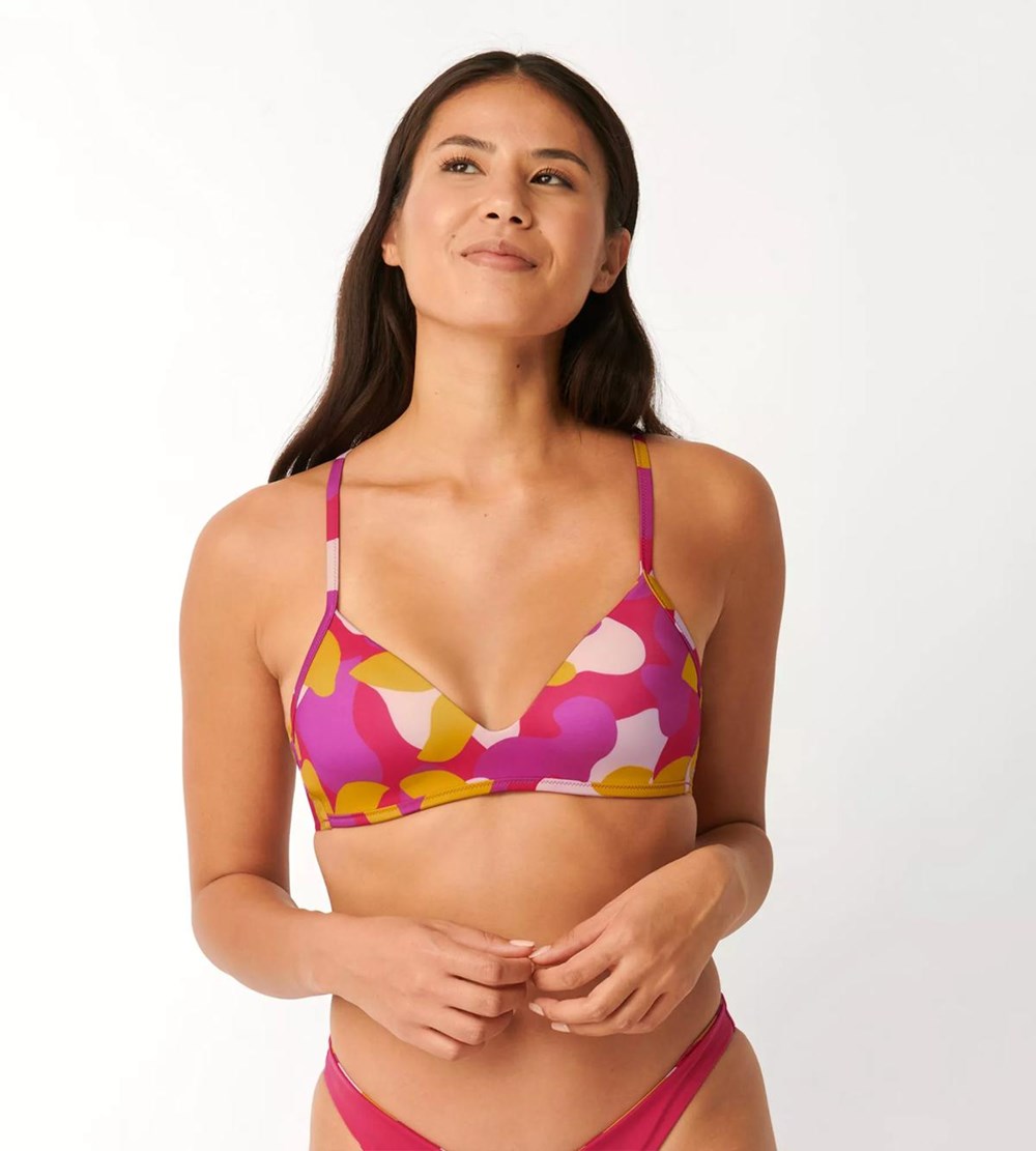 Sloggi Shore Flower Horn Bikini Top Padded Pink-Dark Combination | 94301-PNQO