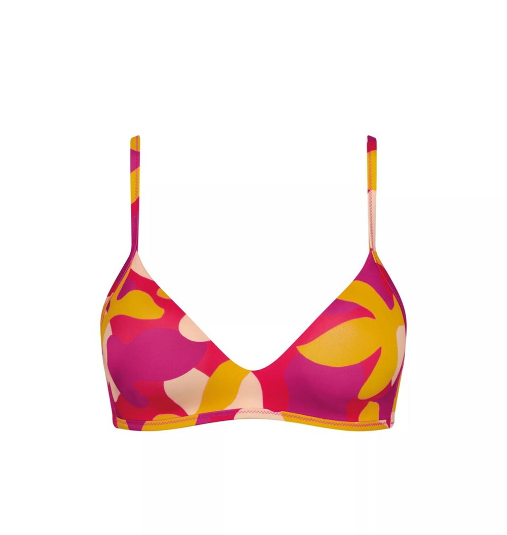 Sloggi Shore Flower Horn Bikini Top Padded Pink-Dark Combination | 95874-LJVS