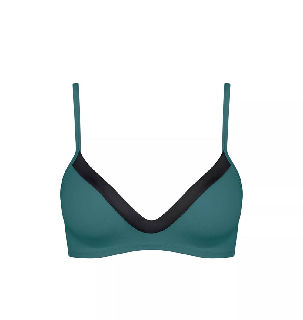 Sloggi Shore Kosrae Bikini Top Padded Green Combination | 96207-RDFK