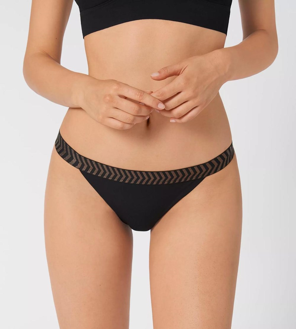 Sloggi Shore Mili Atoll Bikini Tanga Black | 13029-WFAE