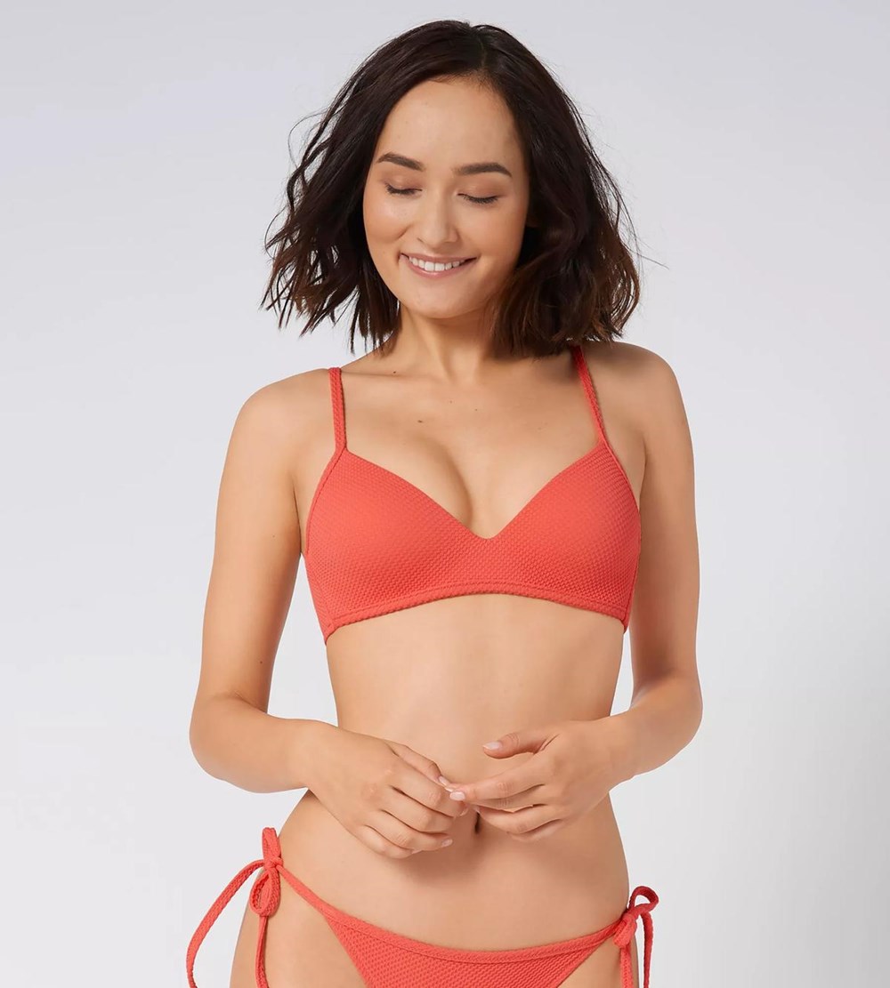 Sloggi Shore Vanuatu Islands Bikini Top Padded Coral | 01498-AHZJ