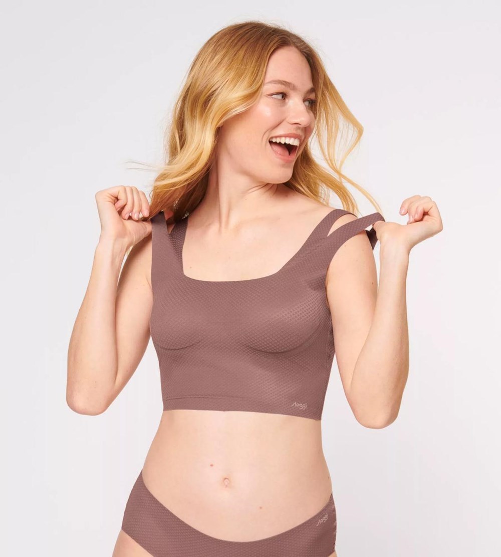 Sloggi Zero Feel Flow Shirt Top Cacao | 87526-JCXS