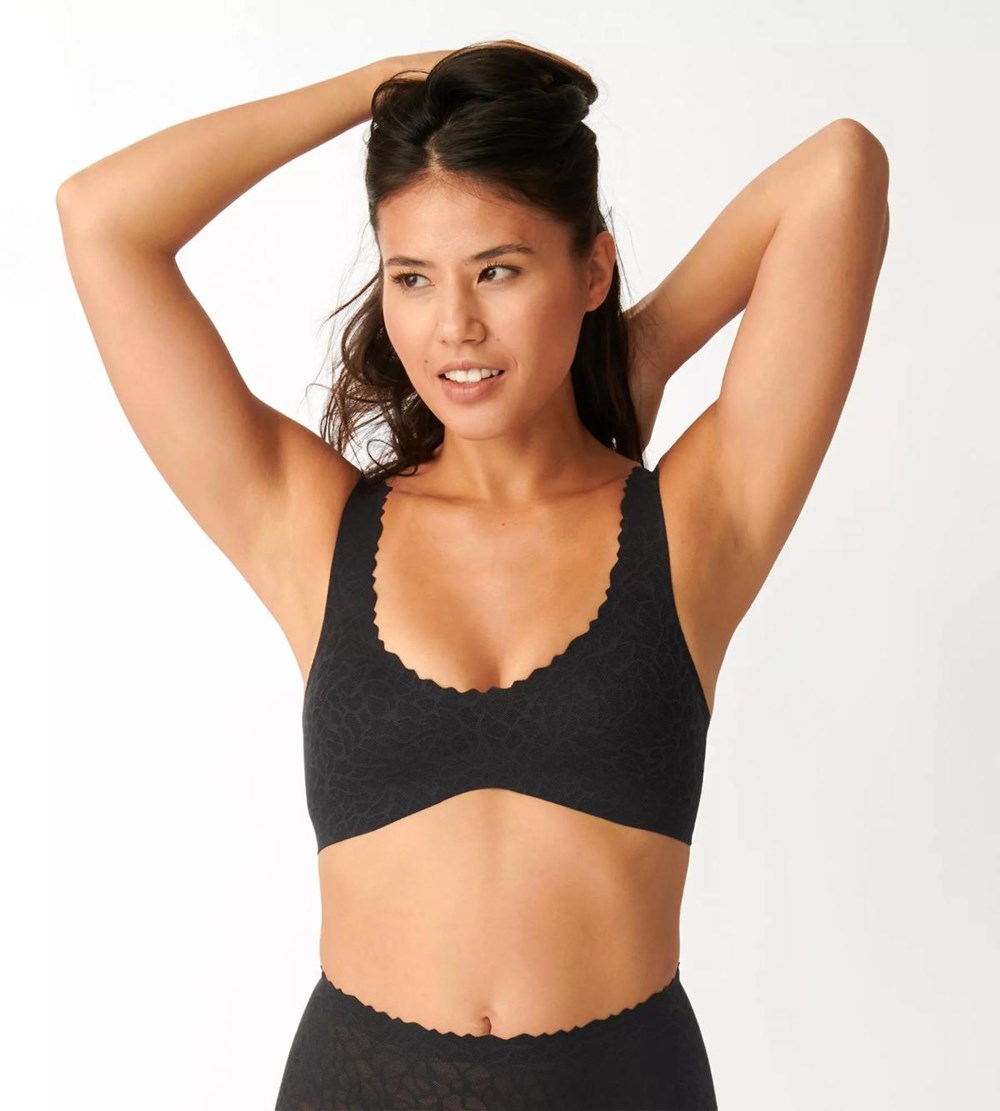 Sloggi Zero Feel Lace Bralette Black | 68971-RNYK