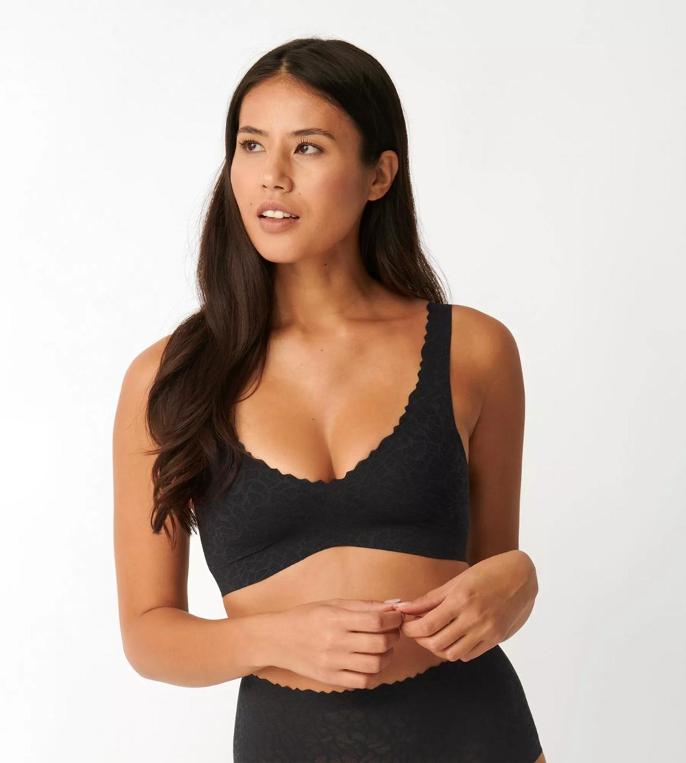 Sloggi Zero Feel Lace Bralette Black | 68971-RNYK