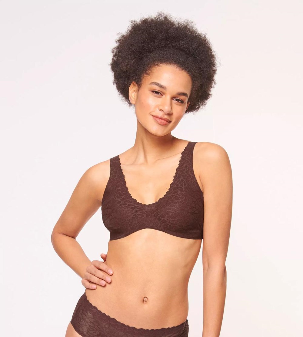 Sloggi Zero Feel Lace Bralette Ebony brown | 35897-BNQZ