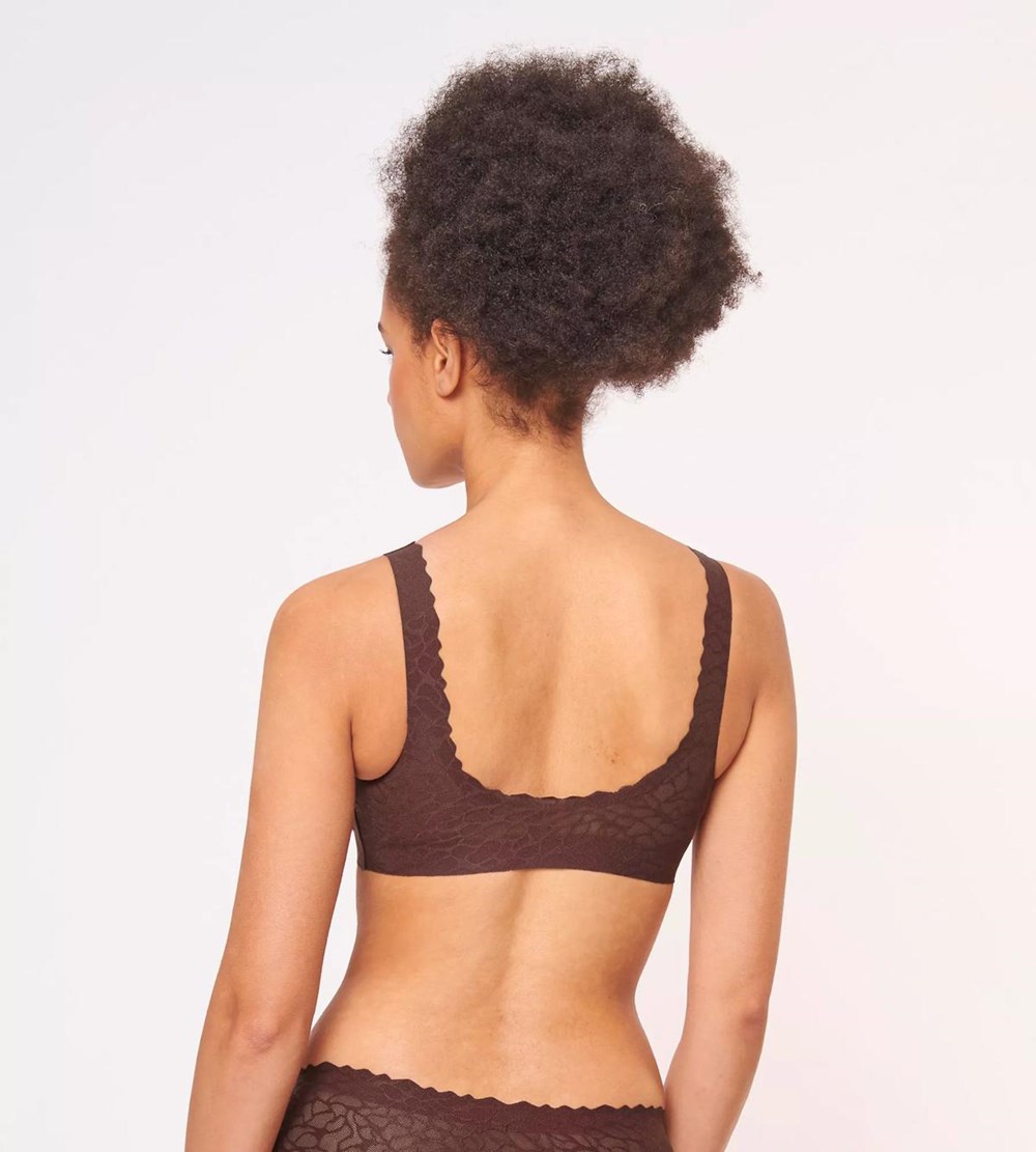 Sloggi Zero Feel Lace Bralette Ebony brown | 35897-BNQZ