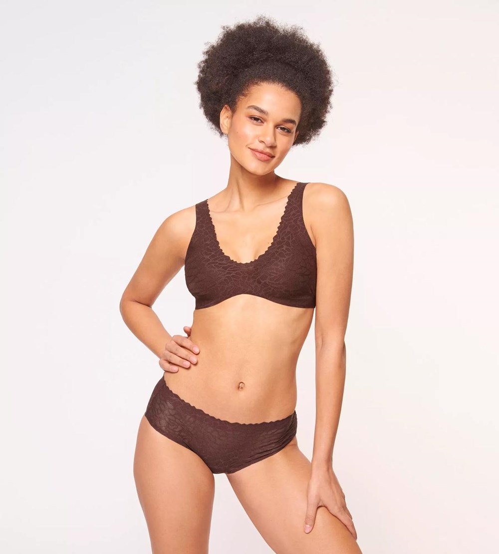 Sloggi Zero Feel Lace Bralette Ebony brown | 35897-BNQZ