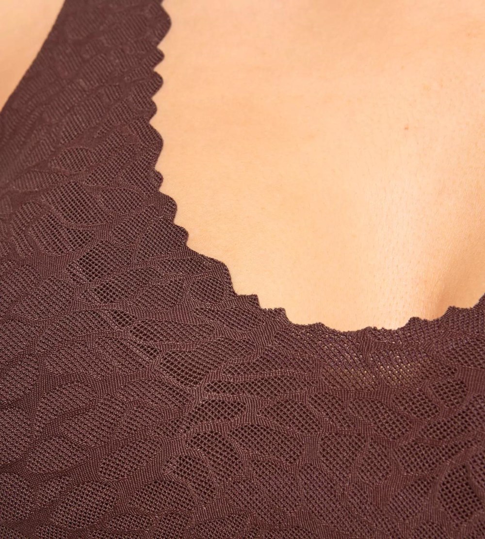 Sloggi Zero Feel Lace Bralette Ebony brown | 35897-BNQZ