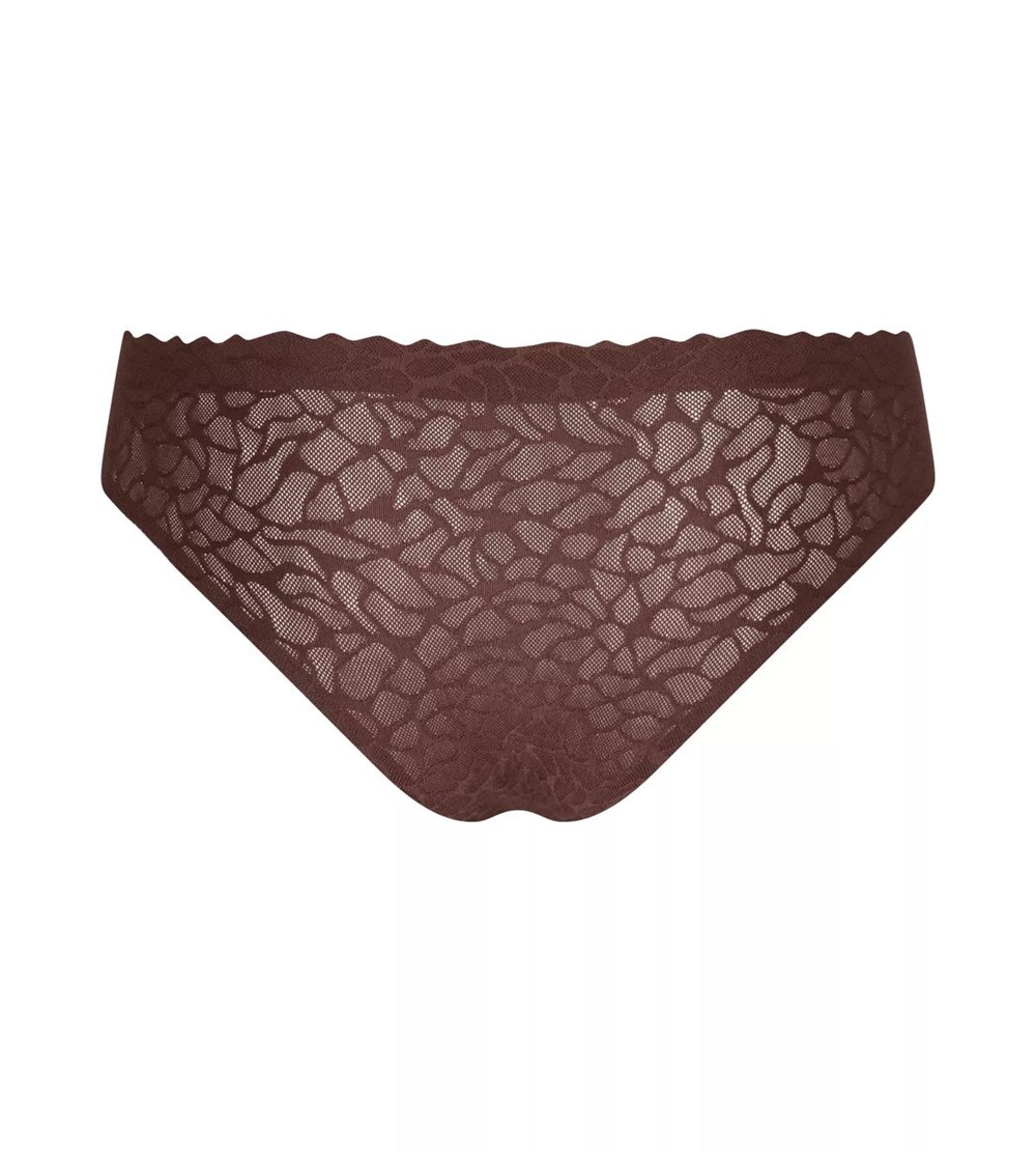 Sloggi Zero Feel Lace Brazil Panty Ebony brown | 06238-HOSA