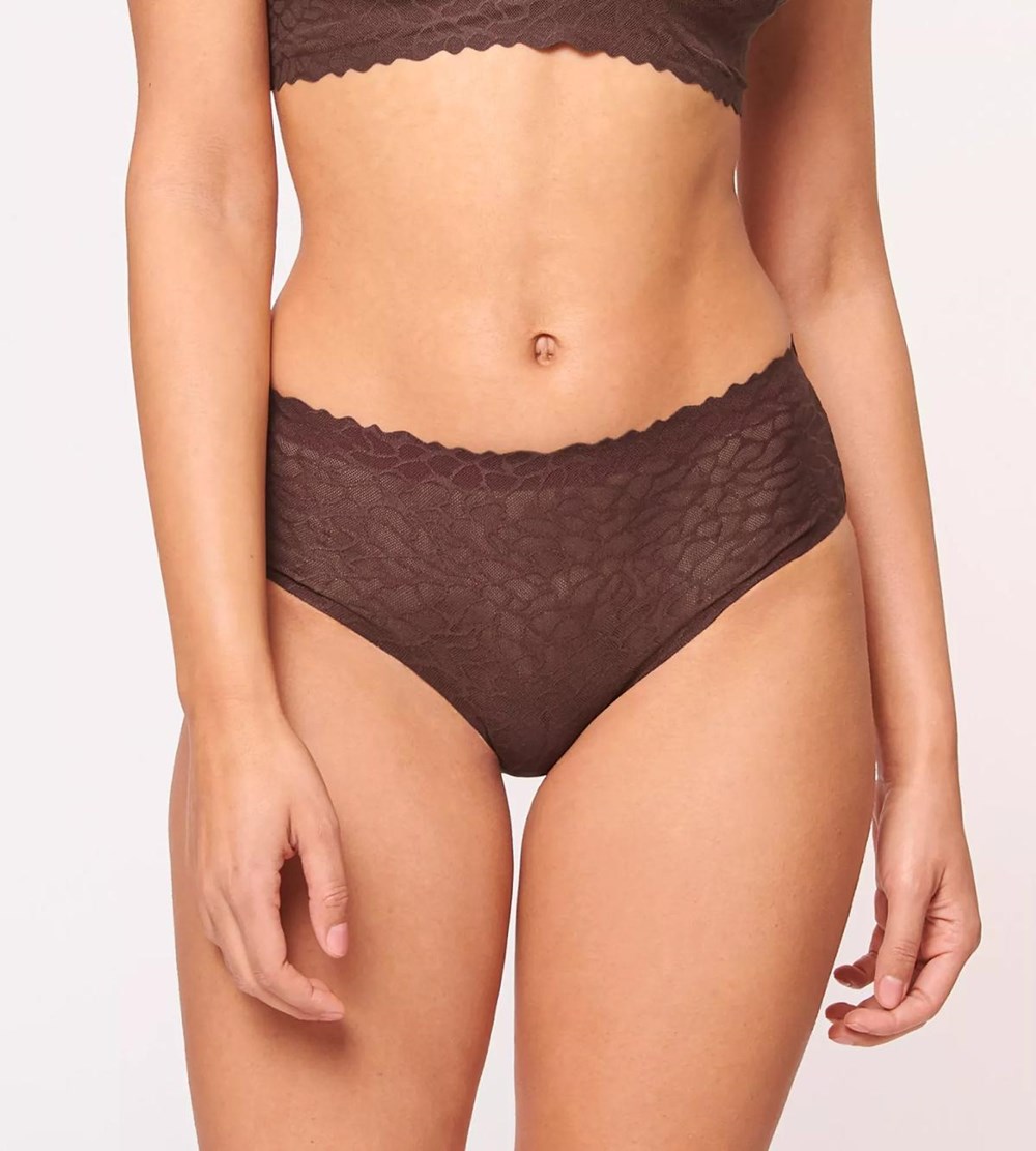 Sloggi Zero Feel Lace High Waist Ebony brown | 20647-KOBI