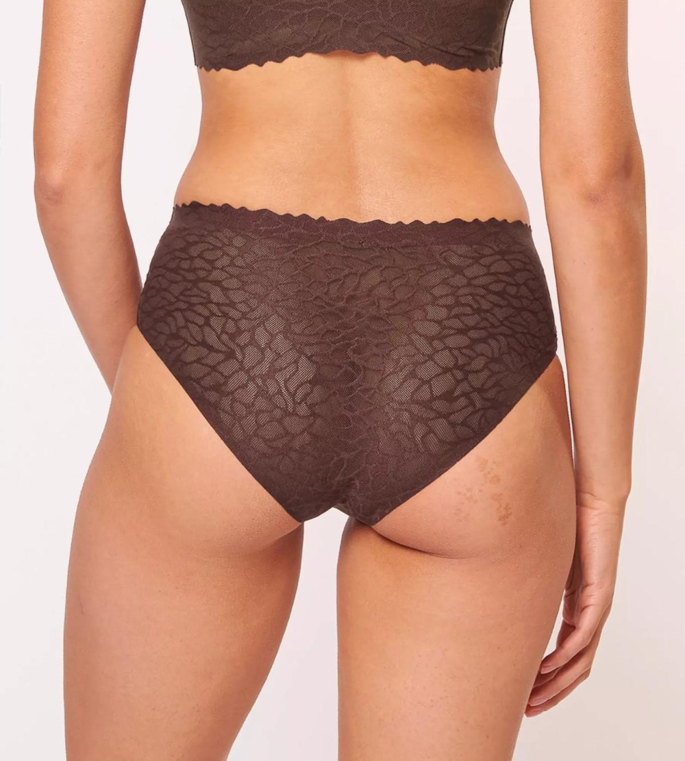 Sloggi Zero Feel Lace High Waist Ebony brown | 20647-KOBI