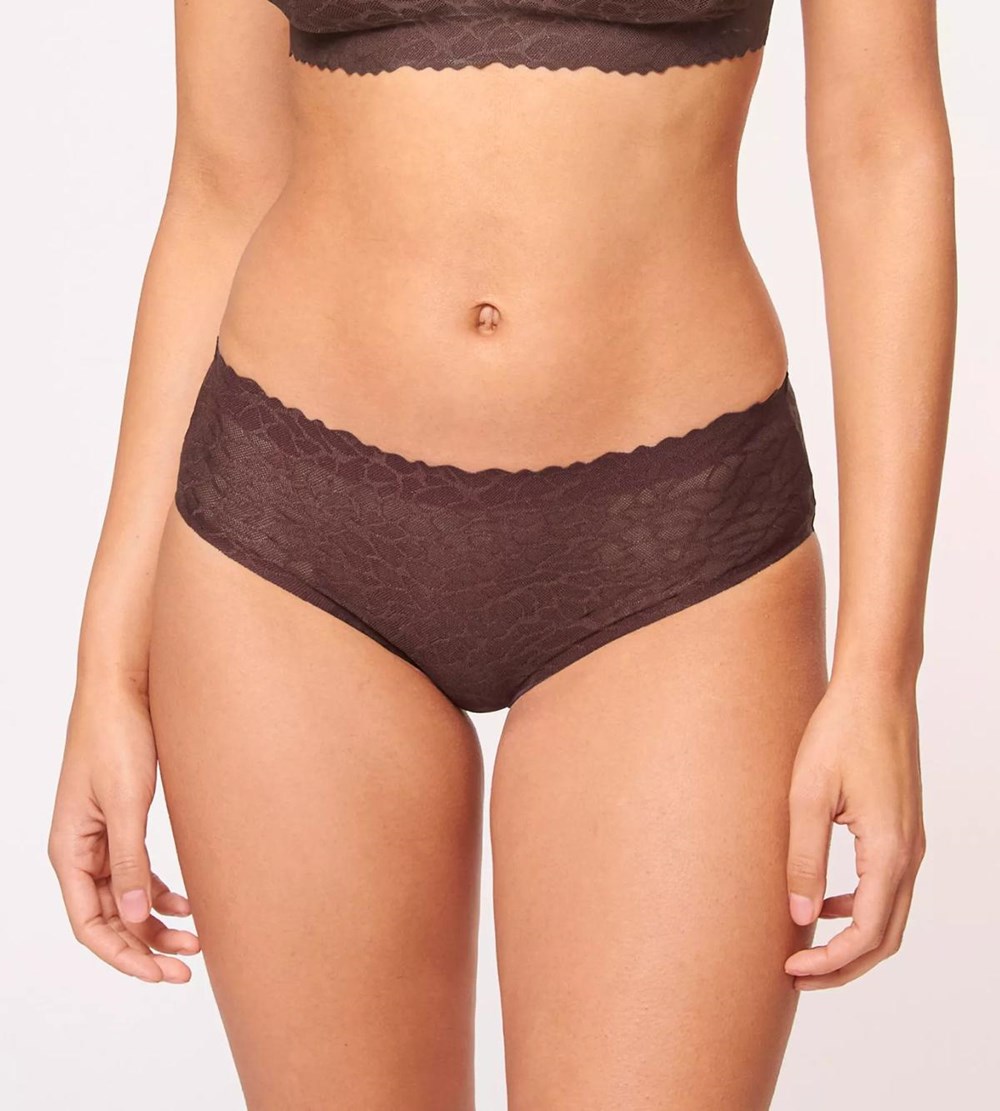 Sloggi Zero Feel Lace Hipster Ebony brown | 26379-UZGQ